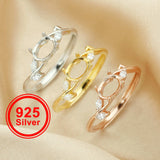 Oval Prong Ring Settings 925 Sterling Silver Rose Plated