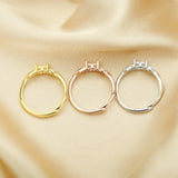 Oval Prong Ring Settings 925 Sterling Silver Rose Plated