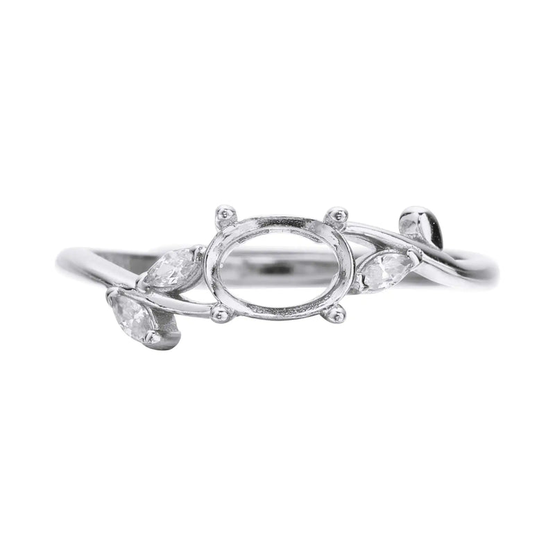 Oval Prong Ring Settings 925 Sterling Silver Rose Plated