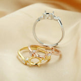 Oval Prong Ring Settings 925 Sterling Silver Rose Plated