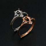 Rose Plated 5x7MM Pear Prong Ring Setting 925 Silver Adjustable Bezel