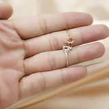 Rose Plated 5x7MM Pear Prong Ring Setting 925 Silver Adjustable Bezel