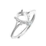Rose Plated 5x7MM Pear Prong Ring Setting 925 Silver Adjustable Bezel