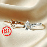 Rose Plated 5x7MM Pear Prong Ring Setting 925 Silver Adjustable Bezel