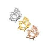 5x7MM Pear Prong Butterfly Pendant Rose Plated 925 Sterling Silver Charm