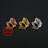 5x7MM Pear Prong Butterfly Pendant Rose Plated 925 Sterling Silver Charm