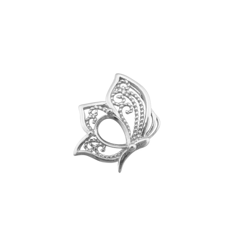 5x7MM Pear Prong Butterfly Pendant Rose Plated 925 Sterling Silver Charm