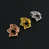 5x7MM Pear Prong Butterfly Pendant Rose Plated 925 Sterling Silver Charm