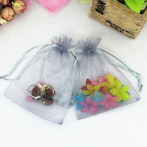 100pcs Grey Organza Bags Jewelry Storage Wedding Gift Small Drawstring Pouches