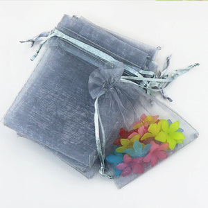 100pcs Grey Organza Bags Jewelry Storage Wedding Gift Small Drawstring Pouches