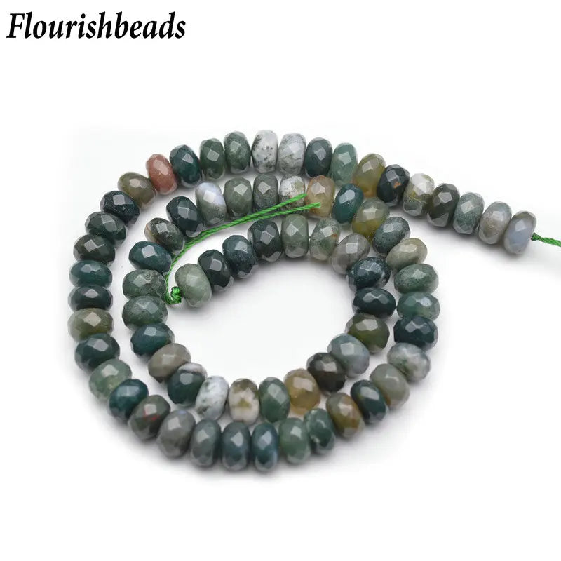 5x8mm Faceted Natural Mix Colors Agate Gemstone Rondelle Spacer Beads