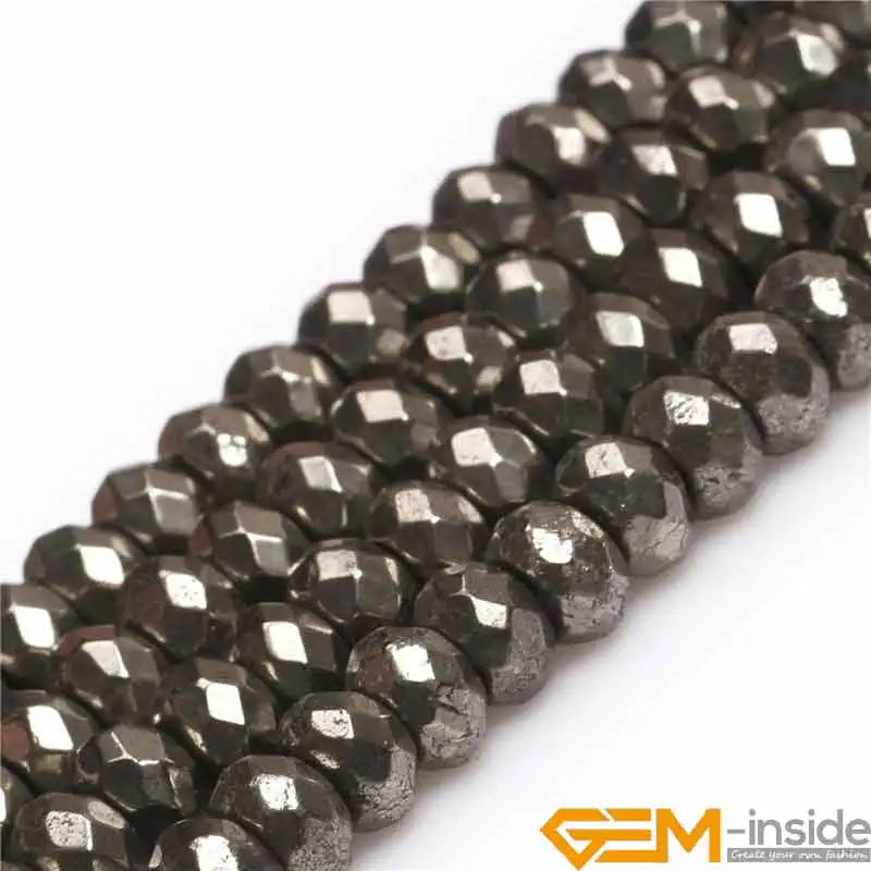 5x8mm Gray Natural Pyrite Stone Rondelle Beads for Jewelry Making