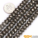 5x8mm Gray Natural Pyrite Stone Rondelle Beads for Jewelry Making