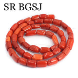 5x8mm Sardi Orange Red Sea Bamboo Coral Bead Column Drum Loose Beads