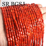 5x8mm Sardi Orange Red Sea Bamboo Coral Bead Column Drum Loose Beads