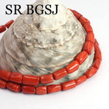 5x8mm Sardi Orange Red Sea Bamboo Coral Bead Column Drum Loose Beads