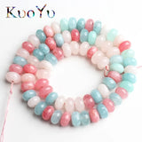 5x8mm Morganite Angelite Stone Beads Round Rondelle Loose Spacer Beads