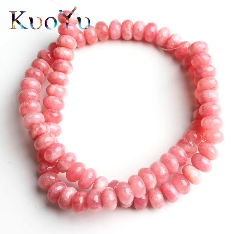 5x8mm Morganite Angelite Stone Beads Round Rondelle Loose Spacer Beads