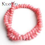 5x8mm Morganite Angelite Stone Beads Round Rondelle Loose Spacer Beads