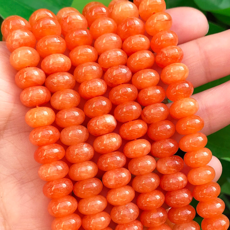 5x8mm Orange Jades Rondelle Stone Spacer Beads for Jewelry Making