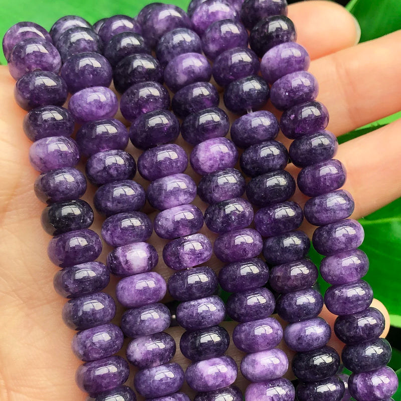 5x8mm Natural Purple Jades Rondelle Stone Loose Spacer Beads