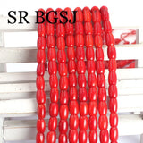 5x8mm Small Natural Red Coral Rice Column Beads for Jewelry Making DIY