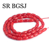 5x8mm Small Natural Red Coral Rice Column Beads for Jewelry Making DIY