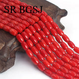 5x8mm Small Natural Red Coral Rice Column Beads for Jewelry Making DIY