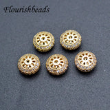 5x9mm Paved Zircon Flat Round Rondelle Wheel Spacer Beads 10pc Pet