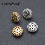 5x9mm Paved Zircon Flat Round Rondelle Wheel Spacer Beads 10pc Pet