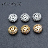 5x9mm Paved Zircon Flat Round Rondelle Wheel Spacer Beads 10pc Pet