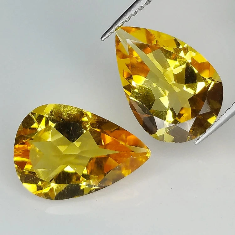 6.08ct Citrine Pear Cut 13x9mm 2pc