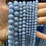 6-10mm Angelite Stone Beads 15'' Round DIY Loose Beads Jewelry Making Men Women