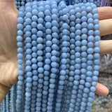 6-10mm Angelite Stone Beads 15'' Round DIY Loose Beads Jewelry Making Men Women
