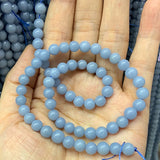 6-10mm Angelite Stone Beads 15'' Round DIY Loose Beads Jewelry Making Men Women