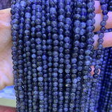 6-10mm Cordierite Beads 15'' Round Stone Loose Beads Jewelry Making Women Men