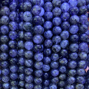6-10mm Cordierite Beads 15'' Round Stone Loose Beads Jewelry Making Women Men
