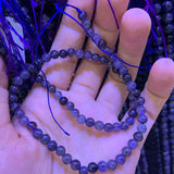 6-10mm Cordierite Beads 15'' Round Stone Loose Beads Jewelry Making Women Men