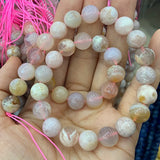 6-10mm Cherry Blossoms Agate Stone Beads 15'' DIY Loose Beads For Jewelry Making