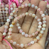 6-10mm Cherry Blossoms Agate Stone Beads 15'' DIY Loose Beads For Jewelry Making