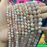6-10mm Cherry Blossoms Agate Stone Beads 15'' DIY Loose Beads For Jewelry Making