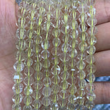 6-10mm Lemon Quartz Beads 15'' Round Faceted DIY Loose Beads
