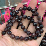 6-10mm Red Garnet Stone Beads 15'' Round Faceted DIY Loose Beads