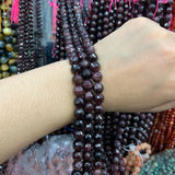 6-10mm Red Garnet Stone Beads 15'' Round Faceted DIY Loose Beads