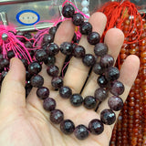 6-10mm Red Garnet Stone Beads 15'' Round Faceted DIY Loose Beads
