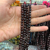 6-10mm Red Garnet Stone Beads 15'' Round Faceted DIY Loose Beads