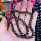 6-10mm Red Garnet Stone Beads 15'' Round Faceted DIY Loose Beads