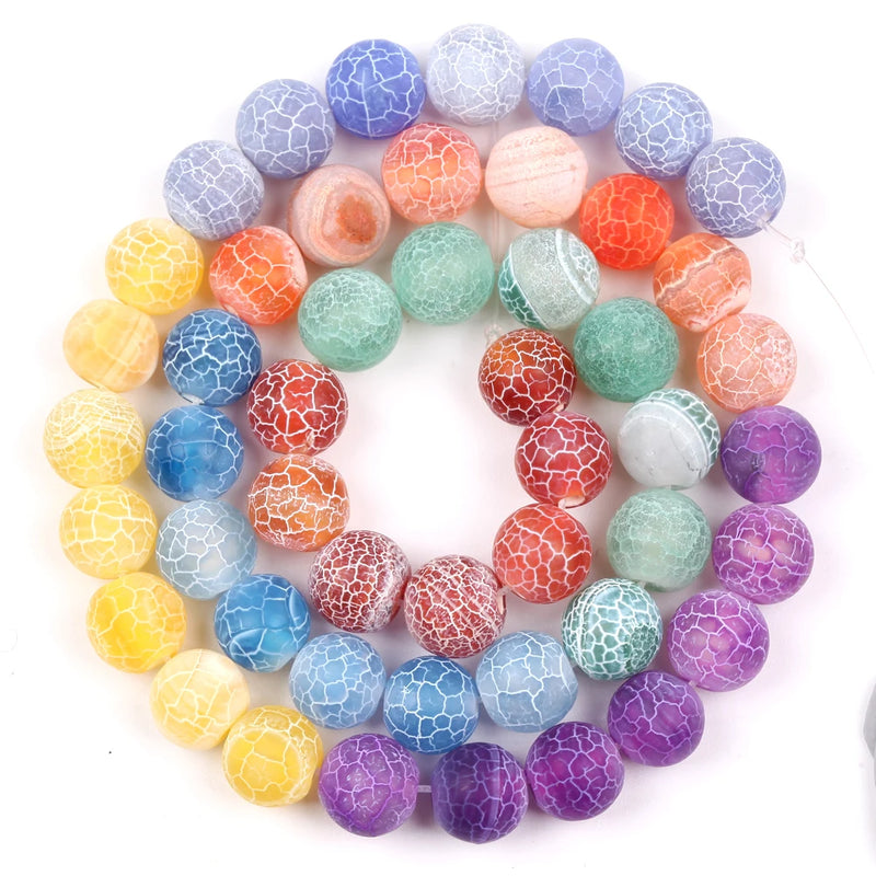 7 Chakra Healing Frost Agates Round Spacer Beads for Jewelry Making