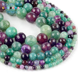 6-10mm Green Purple Dragon Veins Agate Round Beads for DIY Jewelry Making