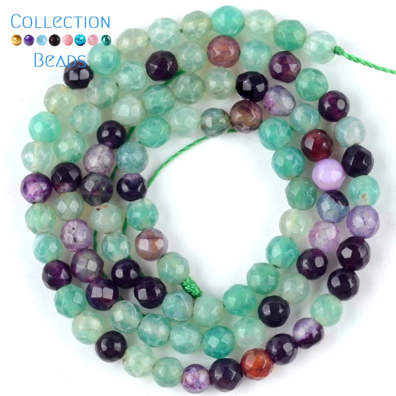6-10mm Green Purple Dragon Veins Agate Round Beads for DIY Jewelry Making